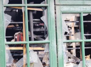 A policeman guards the site in Gravel Hill