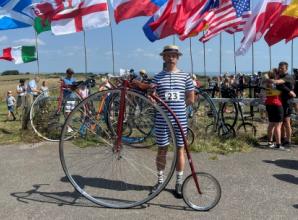 Hill climbing (on penny-farthing)