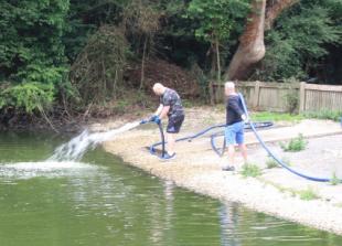 Pond filled with 80,000 litres of water to help stop it from drying out