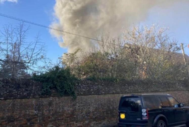 Six fire crews battle house blaze close to church