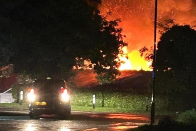 A4074 closed after fire rips through boatshed
