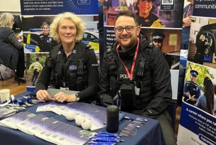 Police officers give students career advice